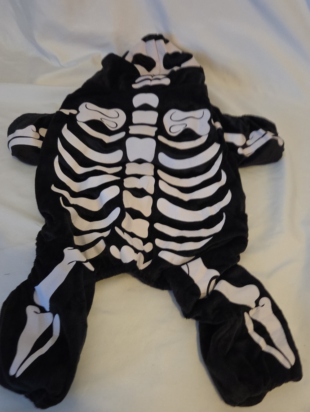 Black Skeleton Dog Hoodie with Bone Print